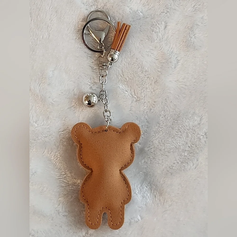 Sparkling Golden Brown Bear Keychain with Tassel Bag Charm